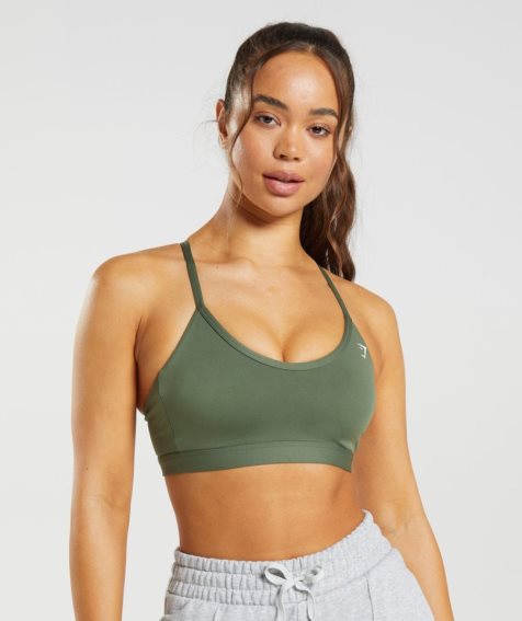 Women's Gymshark V Neck Sports Bra Olive | NZ 1NQBGJ